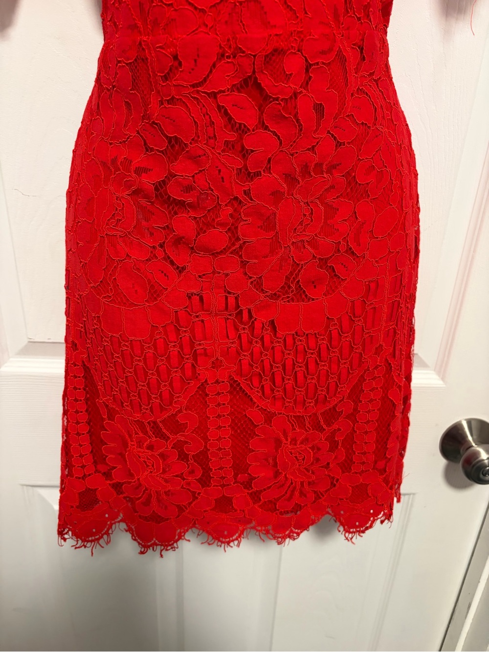 Lulu's Red Floral Lace Short Sleeve Dress - Picture 3 of 7
